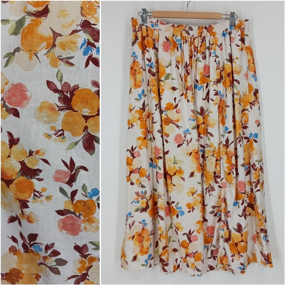 Abercrombie & Fitch Linen Blend Split Midi Skirt
